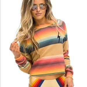 Aviator Nation Serape Bolt Cropped Sweatshirt NWT